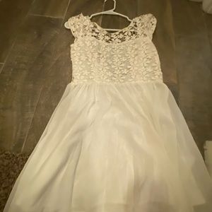 Short White Dress with Floral Lace